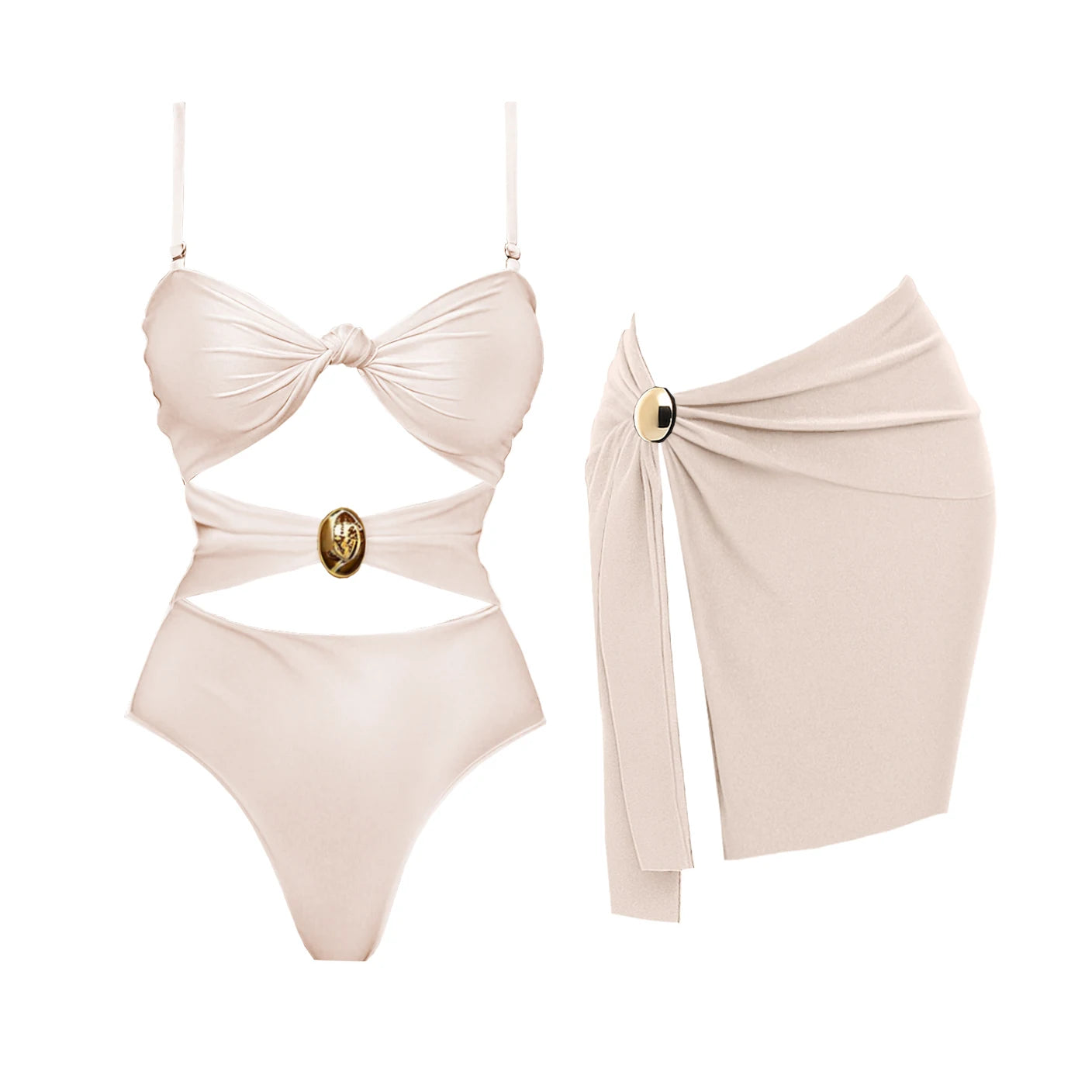 Bikini Donna 2026 Cut-Out Push-Up | Bottoni Brillanti Fascia Bandeau | S-XL | uGlam