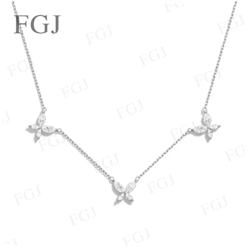 925 Sterling Silver Butterfly Necklace 2.4ct Moissanite D Color VVS1 Personality Charm Woman Birthday Gift Exquisite Jewelry