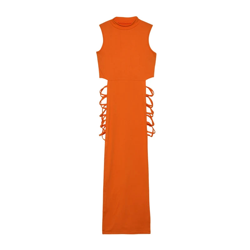 Abito Bodycon Donna – Senza Maniche Collo Alto con Cut-Out Incrociato