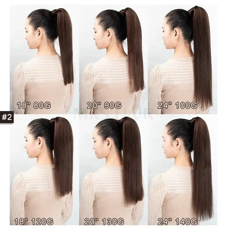 Chocolate Brown Human Hair Ponytail Real Natural Hair Clip In Ponytail Human Hair High Ponytails #2 Dark Brown 14-22 Inch