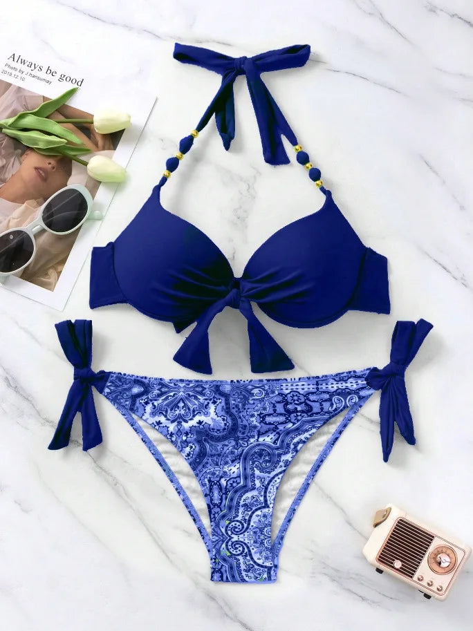 Bikini Push-Up Brasiliano | Costume Due Pezzi con Fiocco