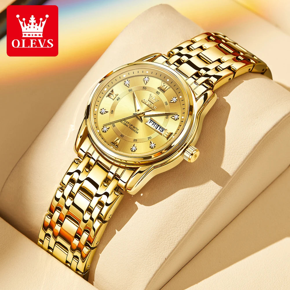 Orologio Donna OLEVS 5513 Acciaio | Quarzo Impermeabile Luminoso Calendario | uGlam