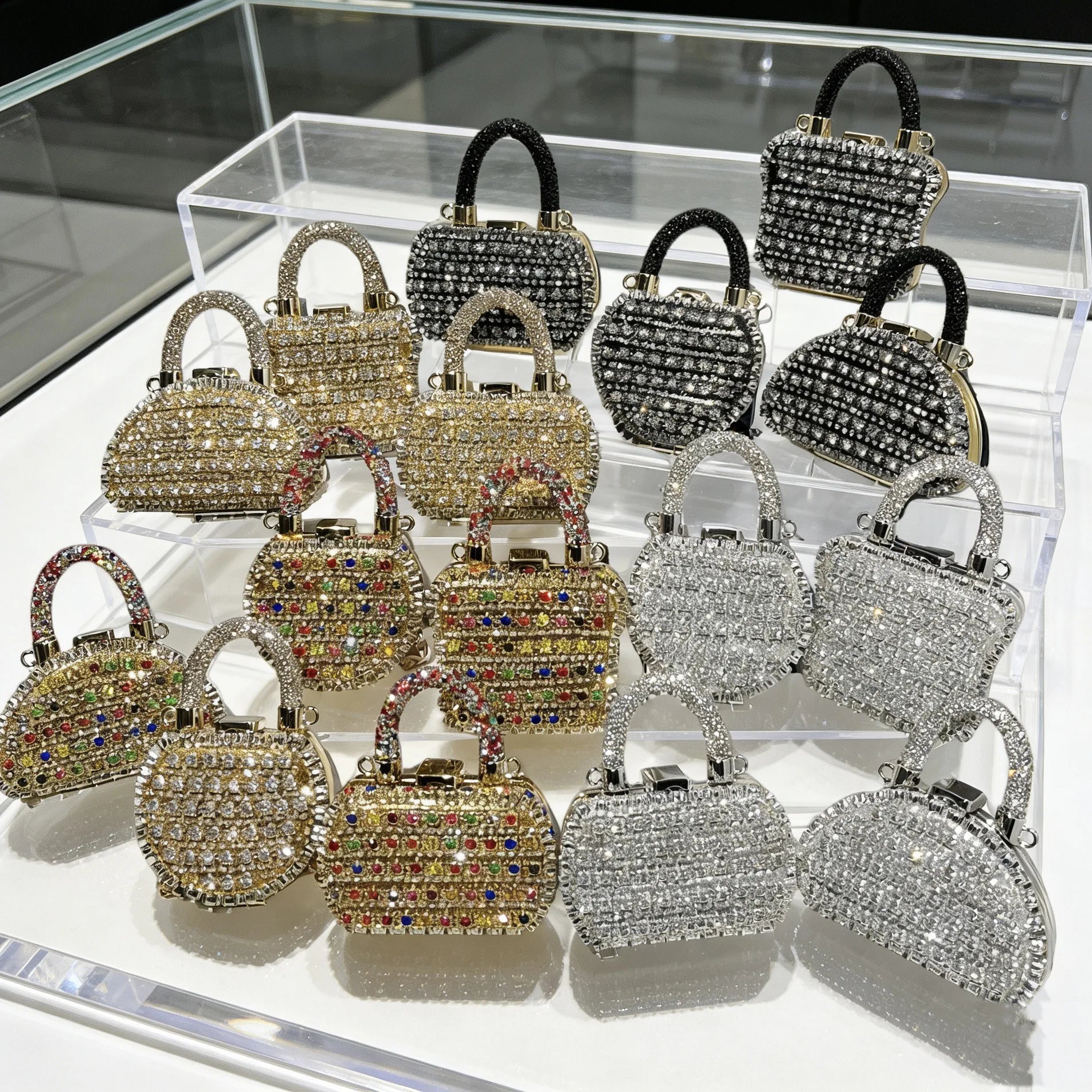 Mini Evening Bags Shiny Rhinestone Coin Purse Chain Coin Bag Small Crossbody Bag Woman's Purse Handbag for Party