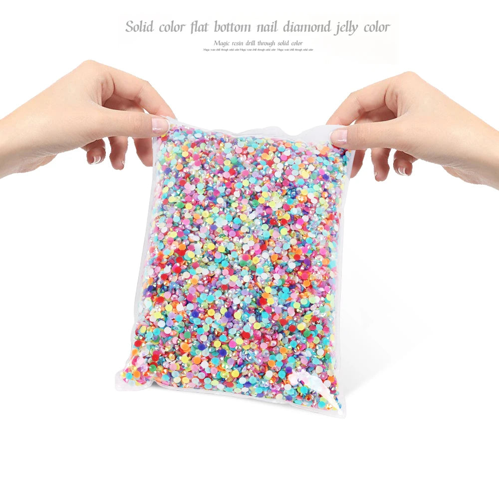 Wholesale Bulk Resin Rhinestone Jelly Color AB transparent AB 2mm,3mm,4mm,5mm,6mm Facets FlatBack Nail Art Garment Decoration
