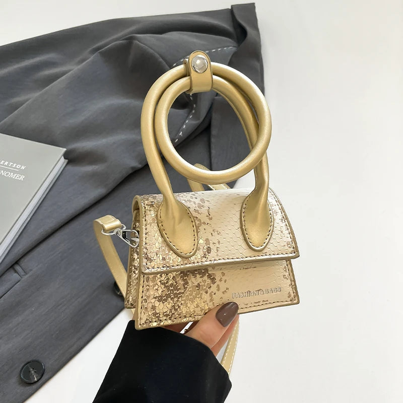 Brand Women Silver Chic Crossbody Bag Luxury Designer Small Shoulder Bags Fashion Gold Mini Coin Purse Cute Pu Leather Handbag
