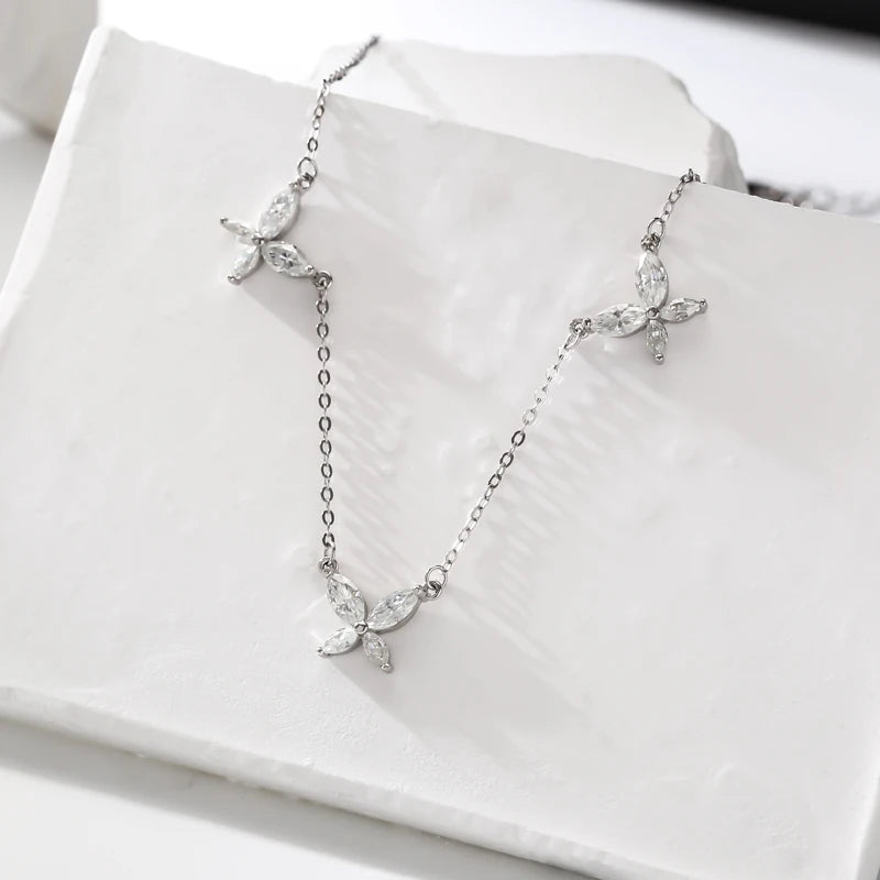 925 Sterling Silver Butterfly Necklace 2.4ct Moissanite D Color VVS1 Personality Charm Woman Birthday Gift Exquisite Jewelry
