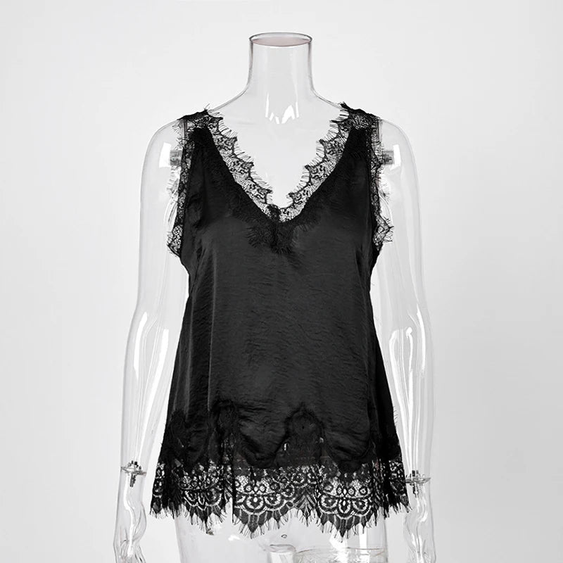 Completo Due Pezzi in Pizzo Donna – Top Cami e Gonna Midi Slip