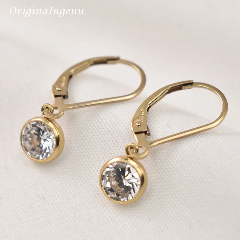 Gold Hoops Earrings 14K Gold Filled 6MM Zircon Pendant Jewelry Minimalism Brincos Vintage Pendientes Oorbellen Boho Earrings