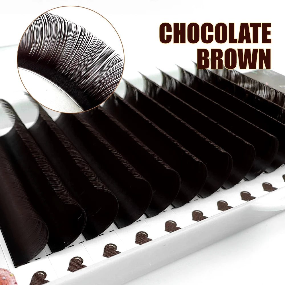 Estensioni Ciglia Classiche Marroni ABONNIE – Fibra PBT Morbida Naturale | Tea, Chocolate, Cocoa Brown