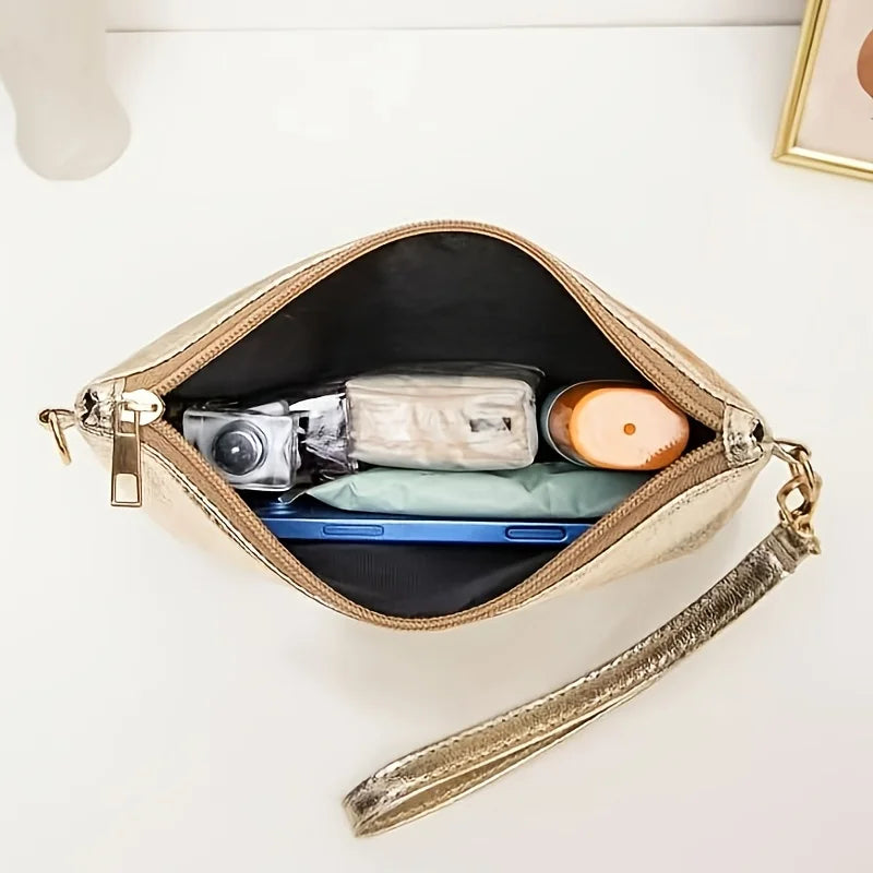 Casual Metallic Gold Mini Crossbody Bag, Shiny Women Shoulder Purse, Versatile for Parties, Dates Occasions Everyday Outings