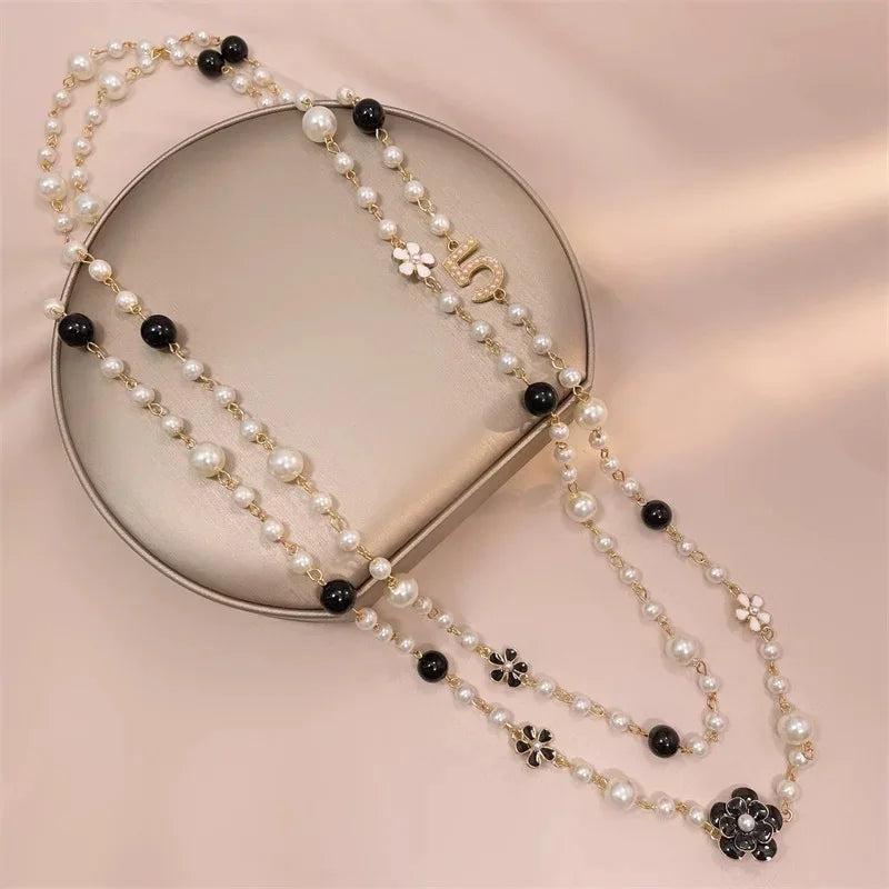 Luxury Multi-Layer Pearl Necklace, Elegant Minimalist Long, Autumn Winter Sweater Chain Women’s, Daily/Office Versatile