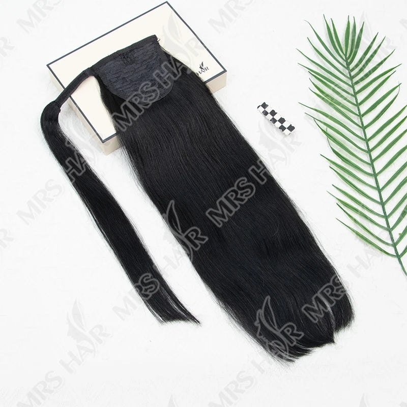 Chocolate Brown Human Hair Ponytail Real Natural Hair Clip In Ponytail Human Hair High Ponytails #2 Dark Brown 14-22 Inch