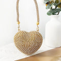 Luxury Rhinestone Evening Bag Sparkling Single Shoulder Banquet Chain Bag Wallet Heart Shaped Mini Lipstick Bag Ladies