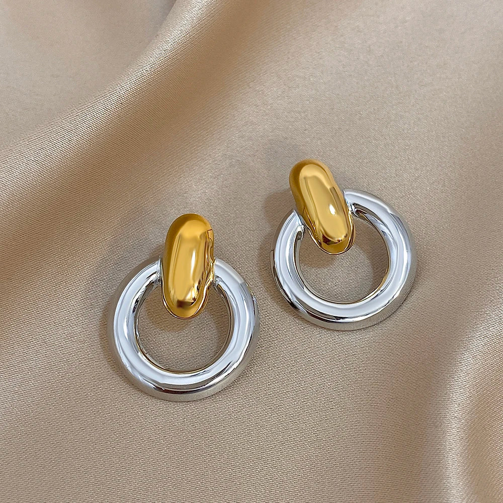 Orecchini Fiore Geometrico Bicolore Placcato Oro – uGlam