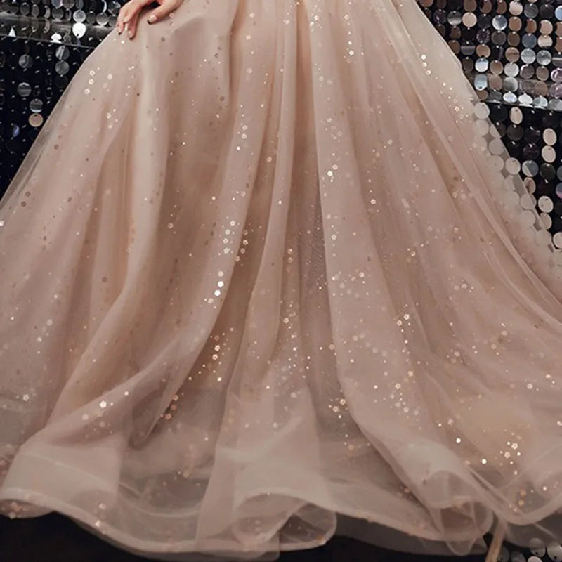Abito da Sera Elegante con Spalle Scoperte | Champagne e Viola | Quinceañera e Cerimonia