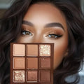 Mocha Chocolate 9-color eyeshadow palette, natural brown and gold tones, matte pearlescent, Valentine's Day & Mother's Day gift