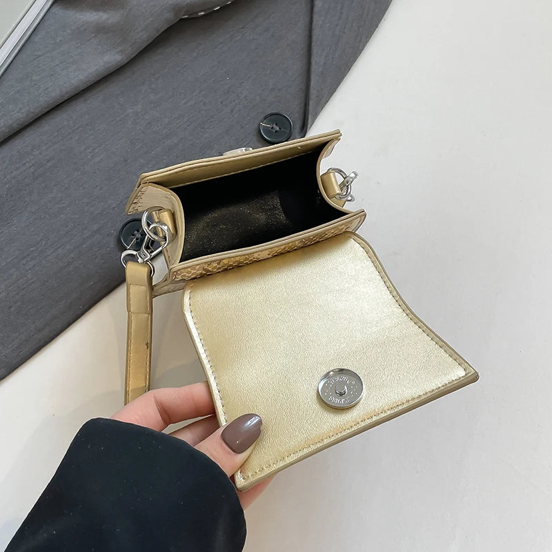 Brand Women Silver Chic Crossbody Bag Luxury Designer Small Shoulder Bags Fashion Gold Mini Coin Purse Cute Pu Leather Handbag