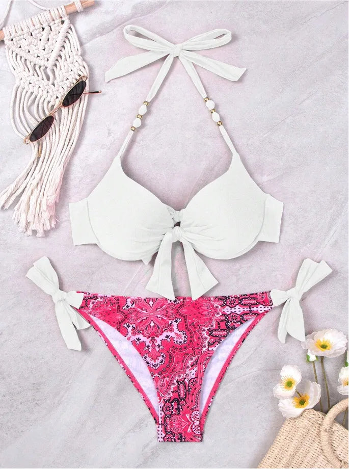 Bikini Push-Up Brasiliano | Costume Due Pezzi con Fiocco