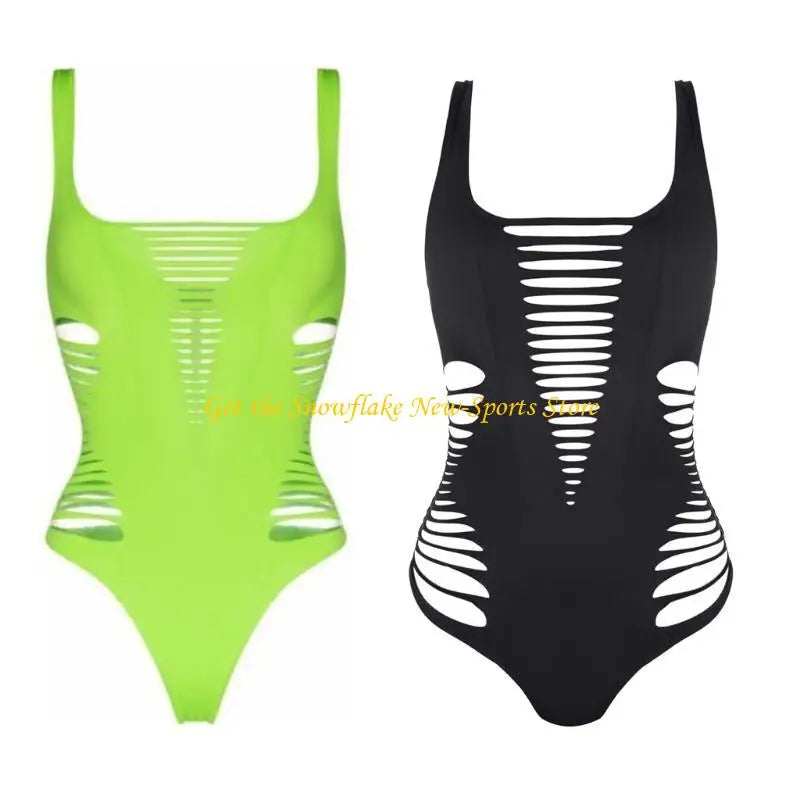 E56D Womens Swimsuit Hollow out Swimwear High Cut Bathing Suit for Surfing