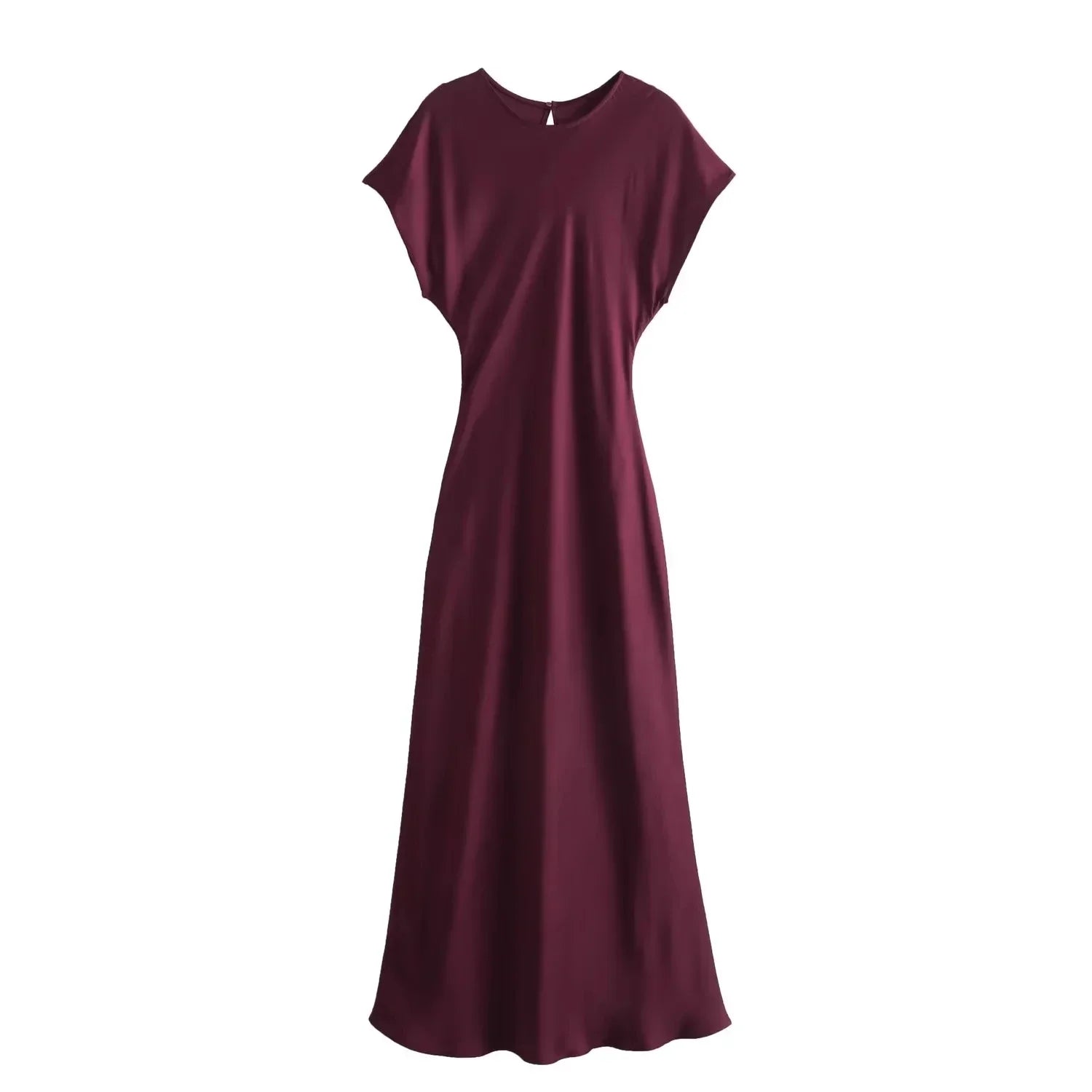 Vestito Midi Raso Donna | Abito Longuette Elegante Sera Cerimonia | 4 Colori XS-L | uGlam