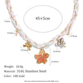 E.B.belle Cute Cartoon Butterfly Flower Pendant Necklace 18K Gold Plated Stainless Steel Women Holiday Neck Jewerly
