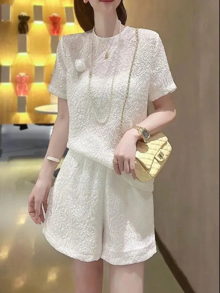 Summer Women's Cotton Linen Two-Piece Set Fashionable Ensemble Polyester Blend Comfortable Fit Ideal for Casual Occasions