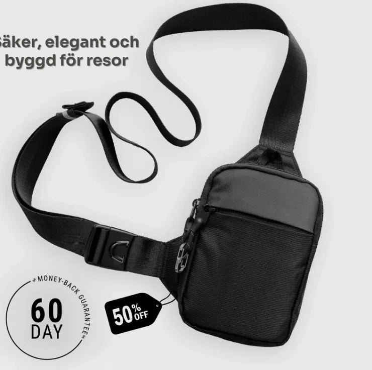 Fashionable Mini Crossbody Bag for Men with Stainless Steel Lock RFID Anti-Theft Mobile Phone Single Shoulder Bag