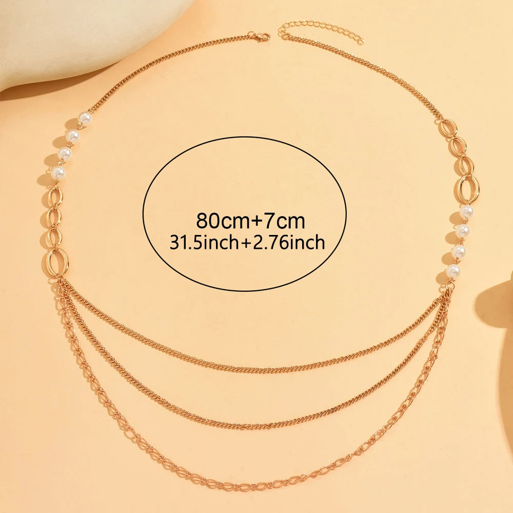 Multi-Layer Pearl Chain Necklace Long Tassel Pendant Elegant Statement Jewelry For Women Party Trendy Gift ﻿