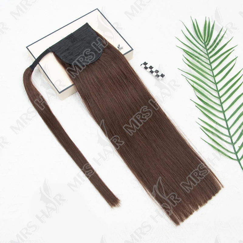Chocolate Brown Human Hair Ponytail Real Natural Hair Clip In Ponytail Human Hair High Ponytails #2 Dark Brown 14-22 Inch