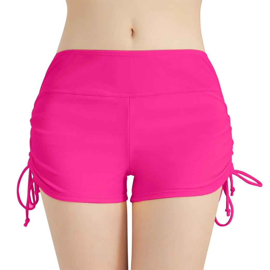 Women Swimsuit Panties Swimwear Beach Shorts High Waist Sides Adjustable Drawstring Stretch Sports Bathing Suit Tankini Bottoms