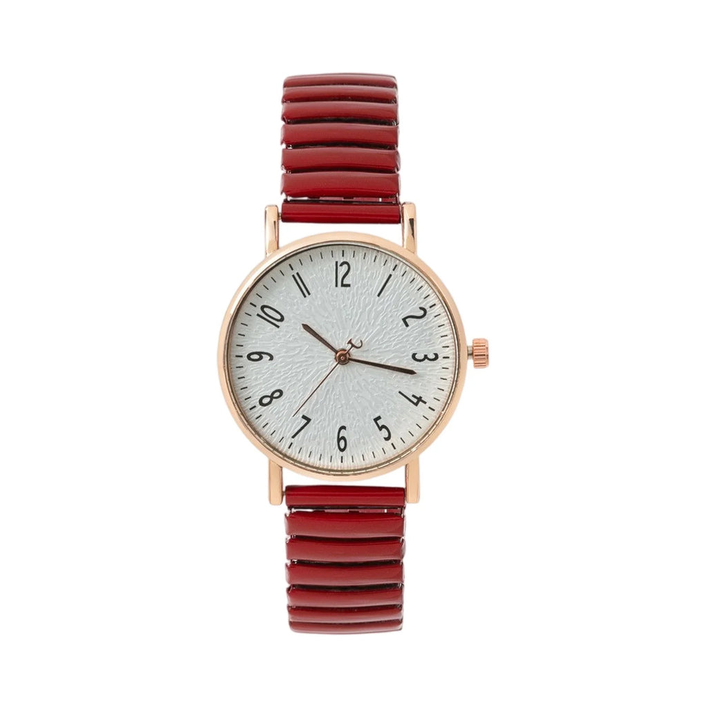 Women Fashion Trend Watch Simple Style Elastic Strap Classic Round Dial Quartz Watch Lady Elegant Temperament Hand Decoration