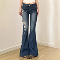 Jeans Flare Y2K Ricami Floreali – uGlam