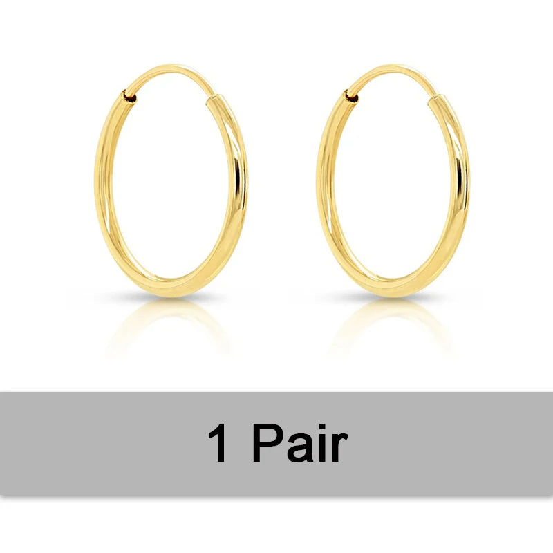Orecchini a Cerchio Dorati | Disponibili in 10 Misure | 1 o 5 Paia | uGlam