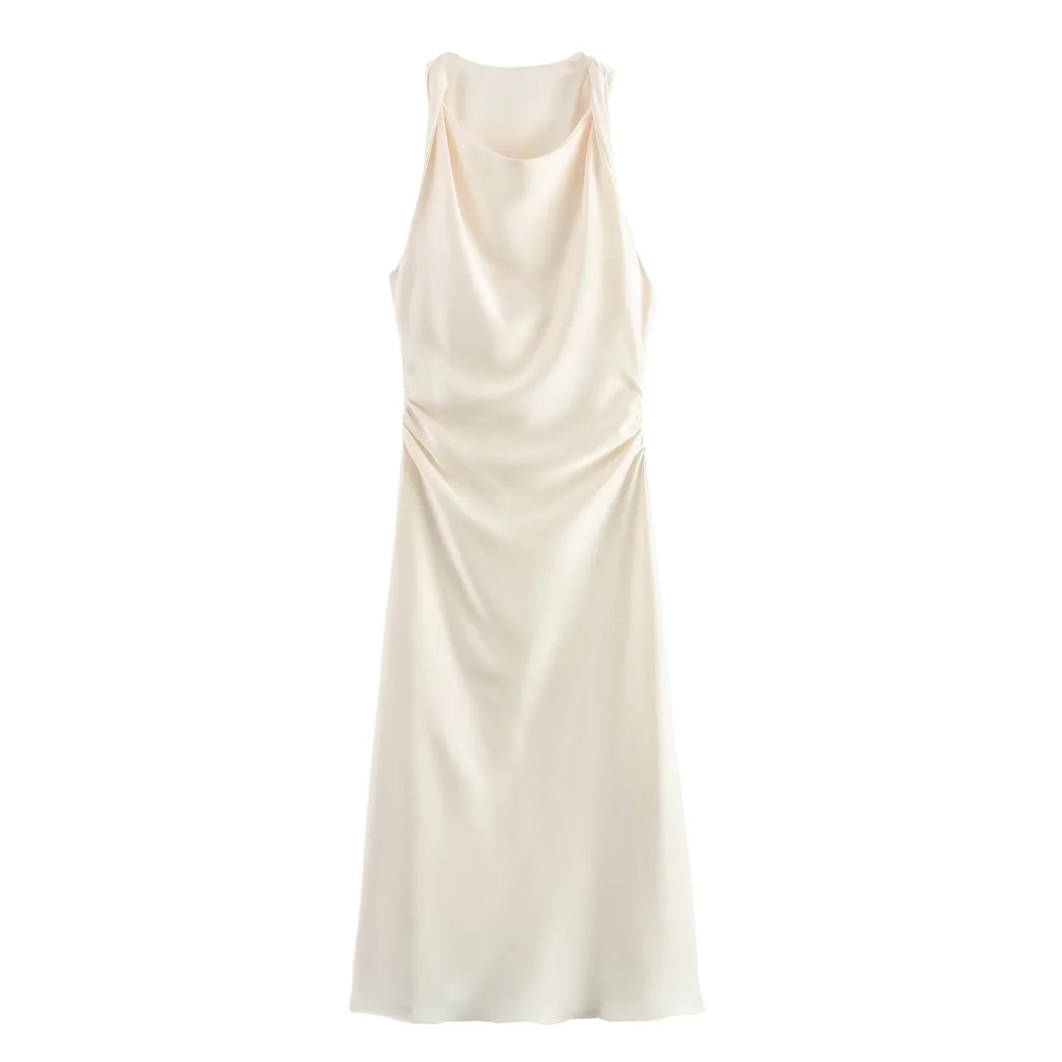 Abito Midi in Raso Donna – Slip Dress Senza Maniche Elegante da Sera