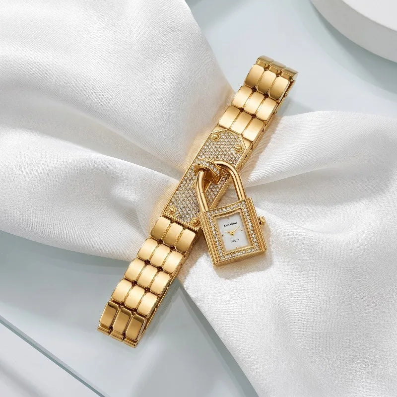 Orologio Donna Bracciale Dorato con Lucchetto Decorativo — Quarzo | JBAILI