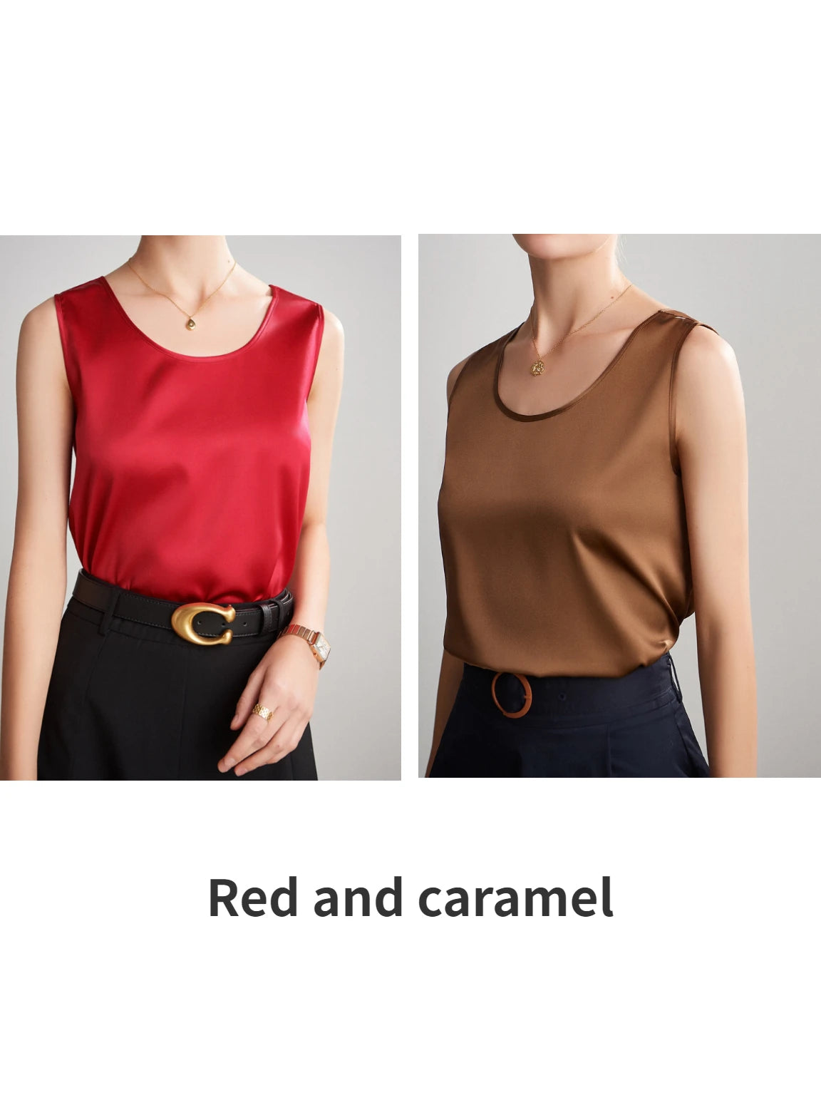 Top Donna Senza Maniche Raso Seta | Canotta Elegante Versatile | 28 Colori | uGlam