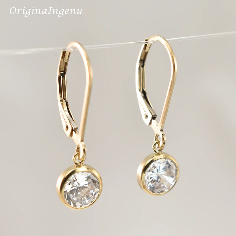 Gold Hoops Earrings 14K Gold Filled 6MM Zircon Pendant Jewelry Minimalism Brincos Vintage Pendientes Oorbellen Boho Earrings
