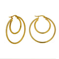 Oversize Statement Gold Plated Hoop Earring Simple Double Circle Stainless Steel Earrings for Women Men Punk Hiphop Jewelry Gift