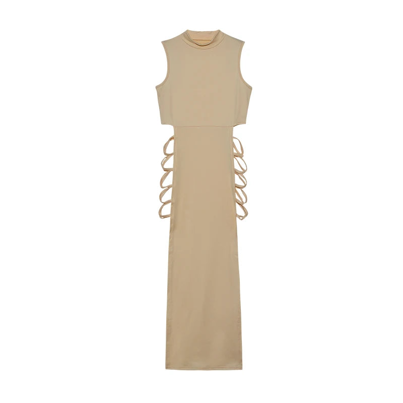 Abito Bodycon Donna – Senza Maniche Collo Alto con Cut-Out Incrociato