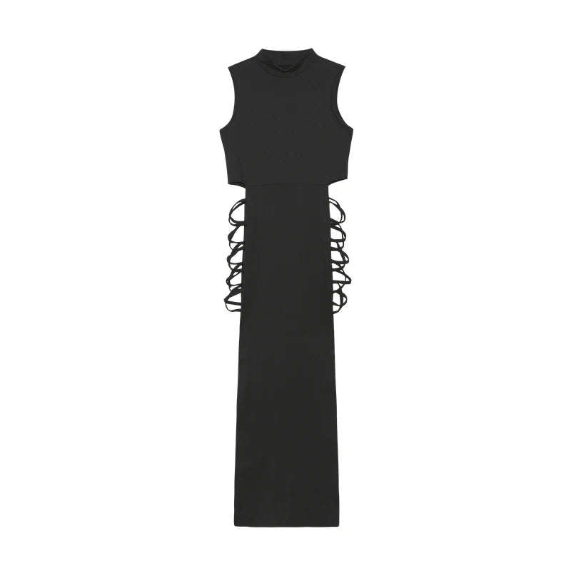 Abito Bodycon Donna – Senza Maniche Collo Alto con Cut-Out Incrociato