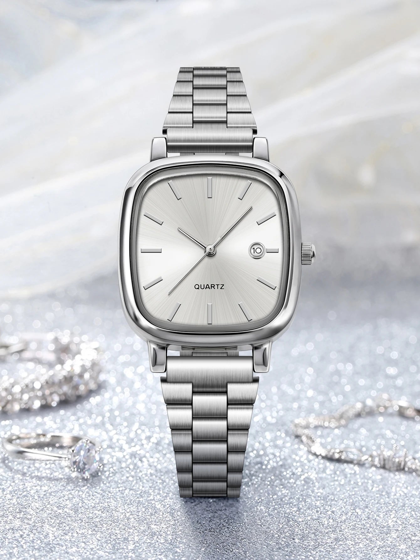 Orologio Donna Quarzo Quadrato con Calendario — Cinturino in Acciaio | LUCKYFOX