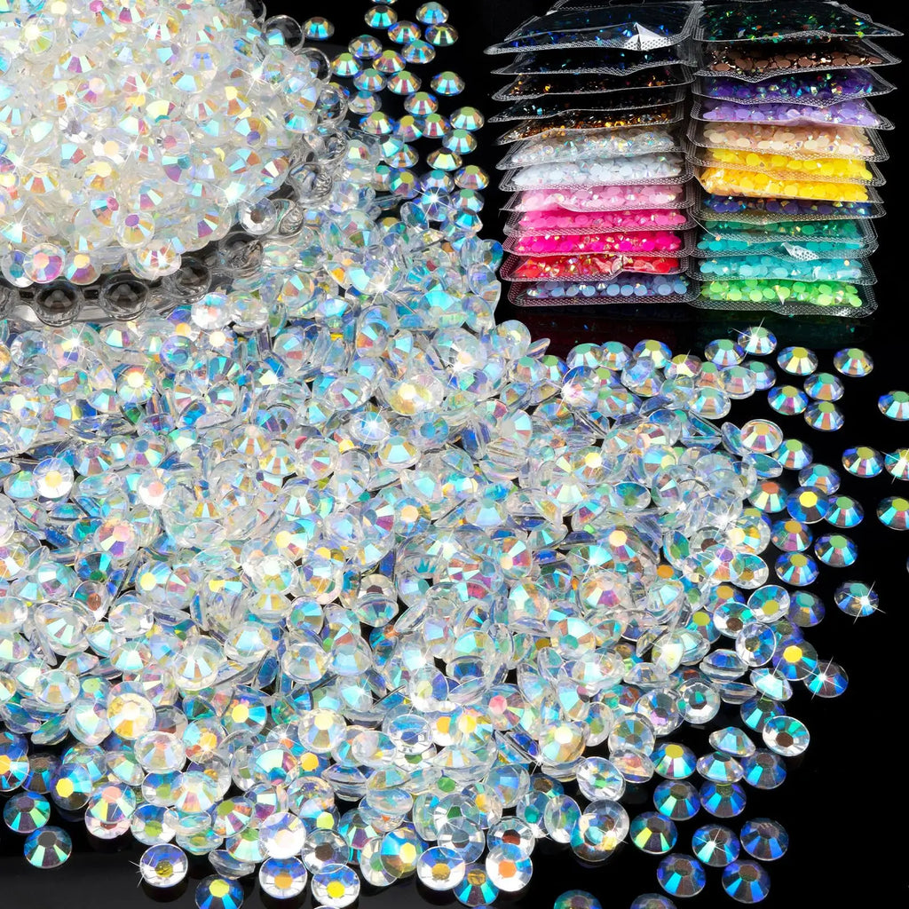 Transparent AB Resin Jelly Rhinestones 2mm 3mm 4mm 5mm 6mm Faux Gems Bead for Crafts DIY Nail Art Charms Supplies Stones Bulk