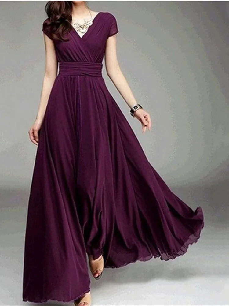 Abito Bodycon Donna in Chiffon – Manica Corta Boho Elegante Estate