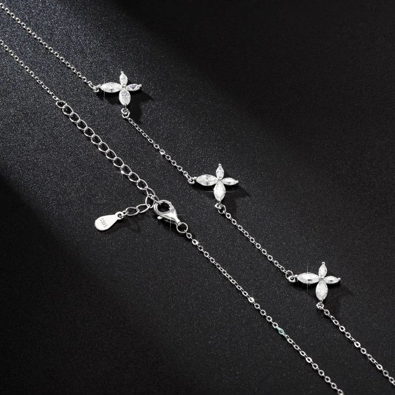 925 Sterling Silver Butterfly Necklace 2.4ct Moissanite D Color VVS1 Personality Charm Woman Birthday Gift Exquisite Jewelry