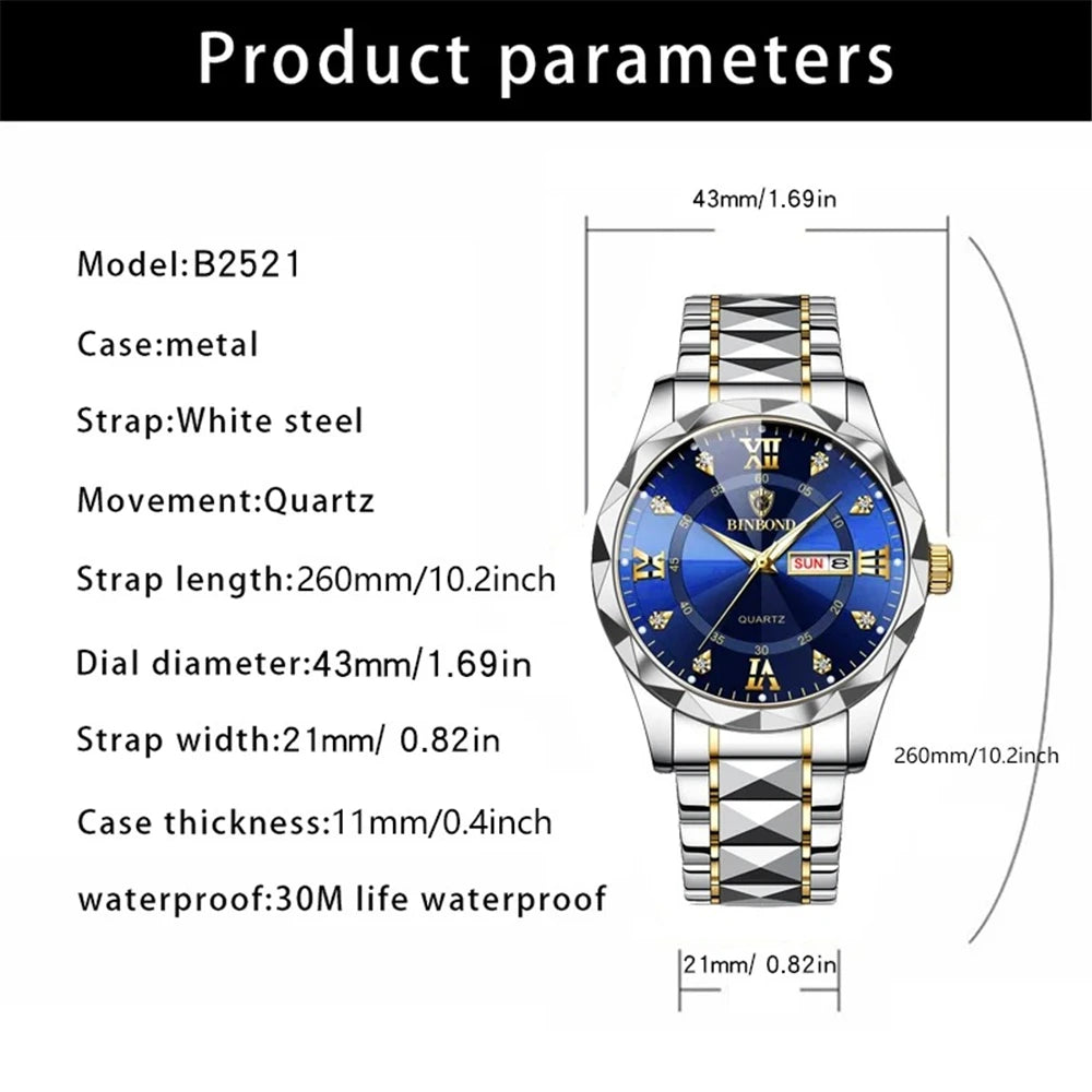 Orologio Unisex Gold Luxury al Quarzo | Acciaio Inossidabile