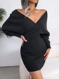 Bodycon Sweater Dresses for Women 2026 Autumn Winter Casual Solid Long Sleeve Knitted Dresses White Green Blue Black Purple