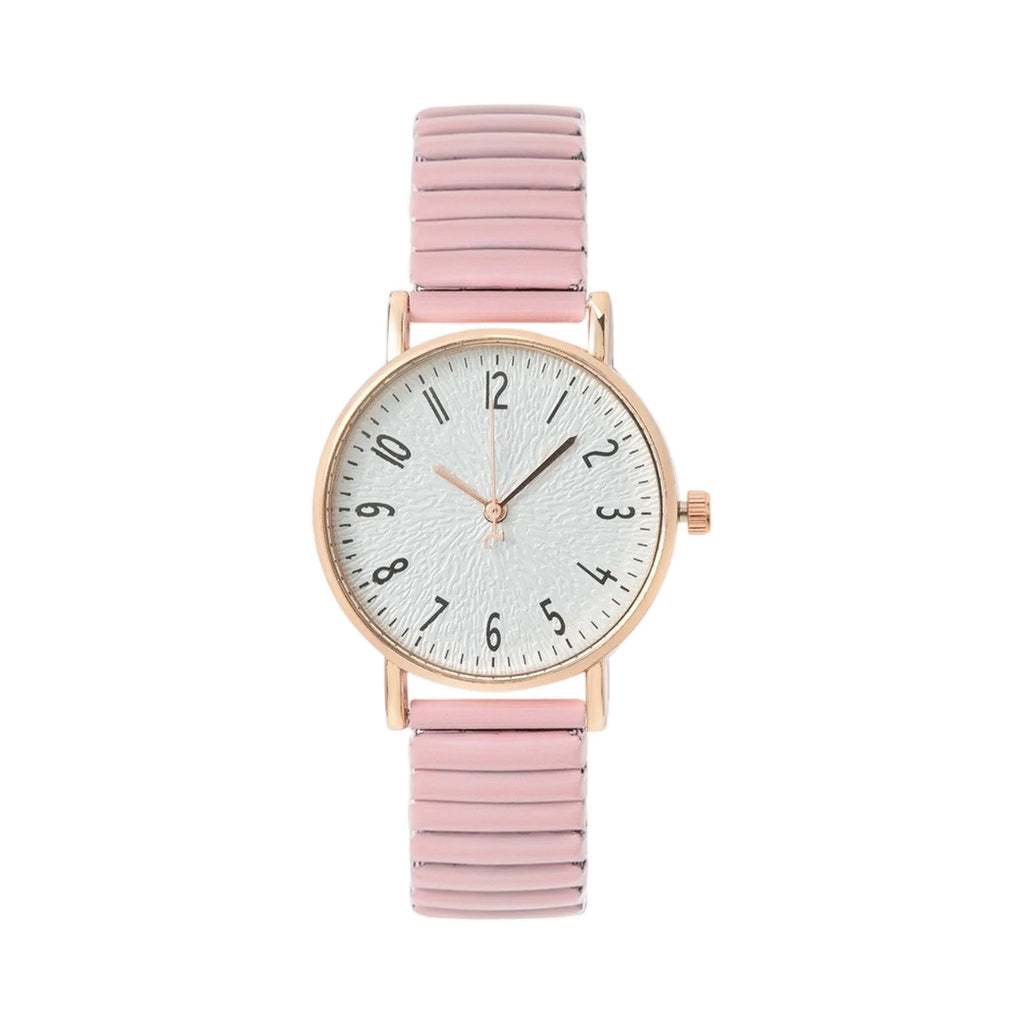 Women Fashion Trend Watch Simple Style Elastic Strap Classic Round Dial Quartz Watch Lady Elegant Temperament Hand Decoration