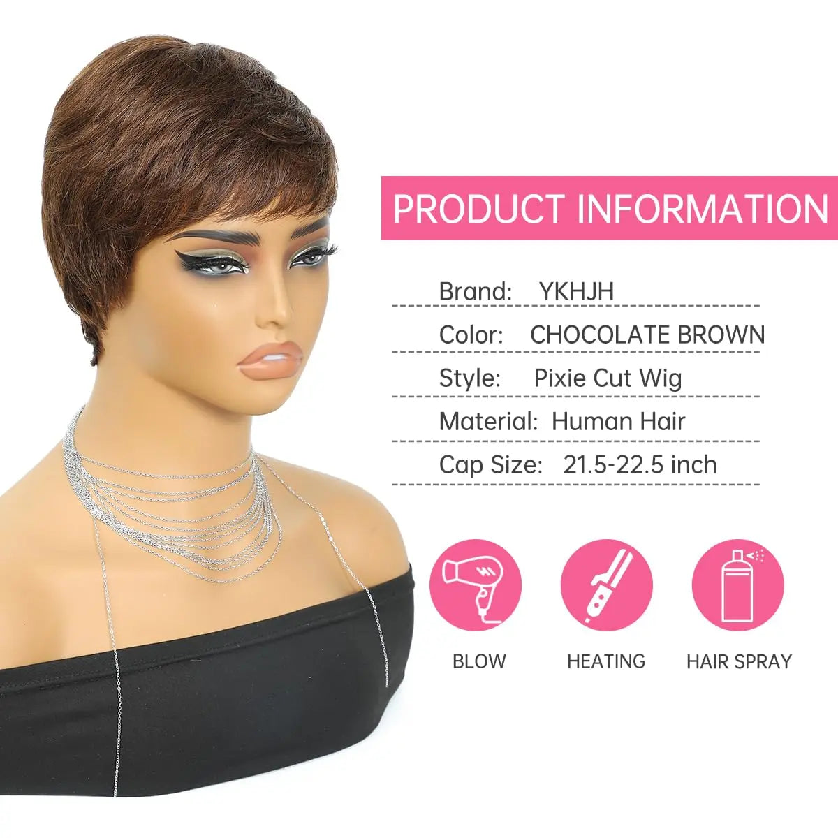 Short Brown Wig Human Hair #4  Chocolate Brown Human Hair Wigs for Women Boy Cut Cheap Duby Wig with Bangs Machine Made Wigs