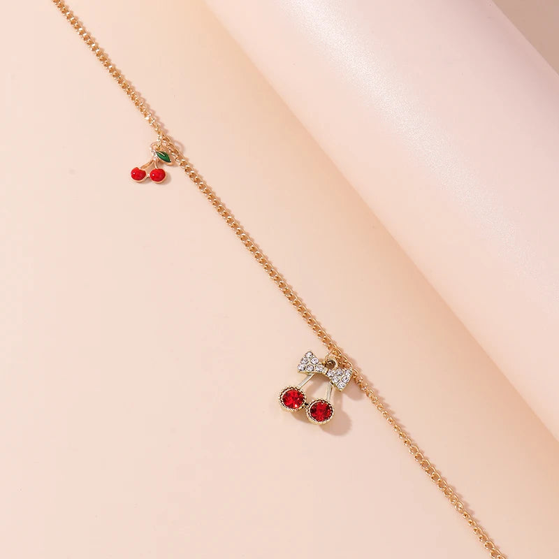 Fashion Gold Color Chain Cherry Waist Chain for Women Summer Beach Sexy Bikini Belly Body Chain Girls Holiday Jewelry Gifts