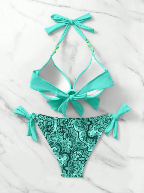 Bikini Push-Up Brasiliano | Costume Due Pezzi con Fiocco